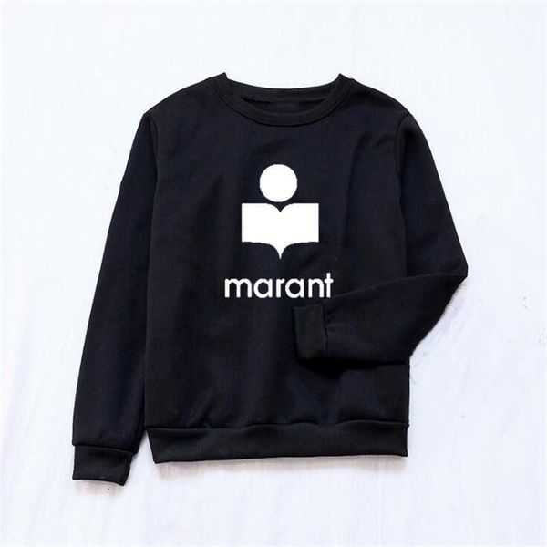 

2022 autumn and winter marant brand women hoodie autumn winter fleece hoodies female pullover sweatshirt fashion long sleeve o-neck sudadera, Black