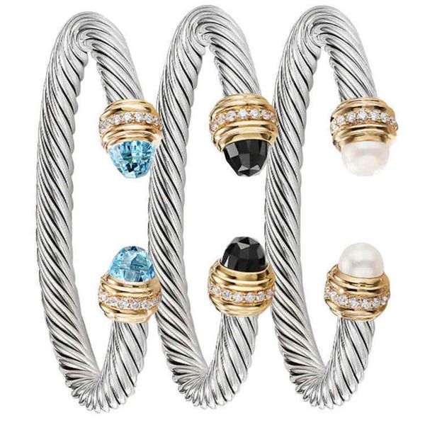 

new stainless steel bracelet fashion trend women's titanium cable 7mm open bracelet dy jewelry328a2286, Black