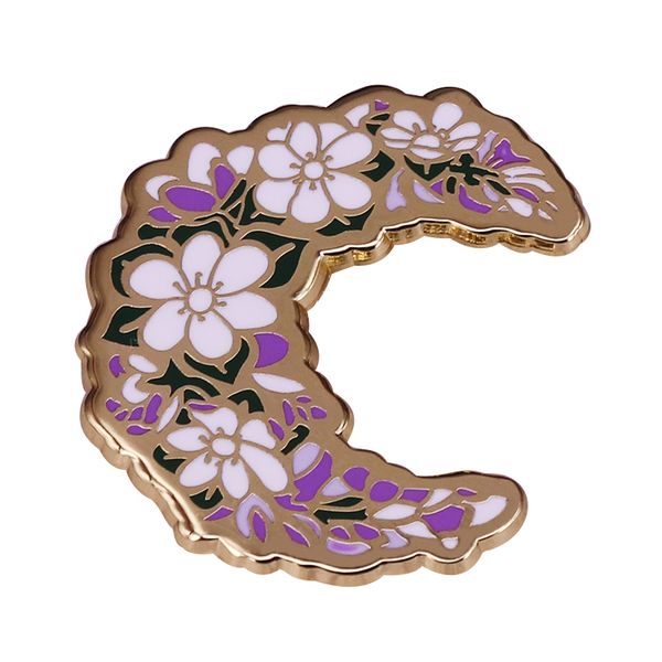 

half moon-shaped floral pin, Blue