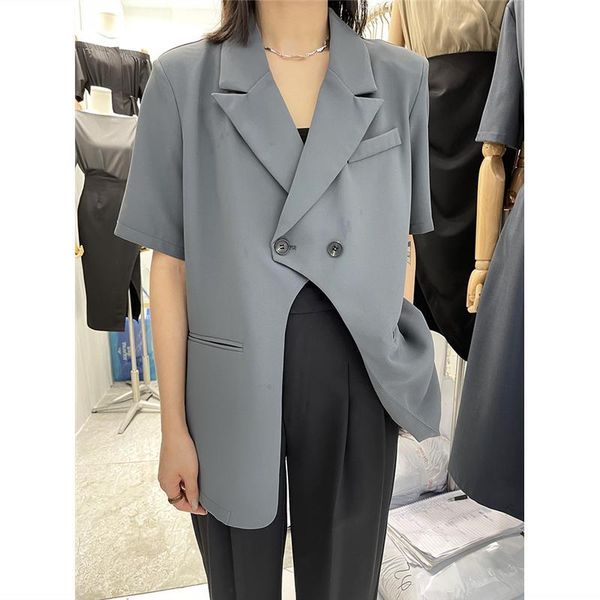 

women's suits & blazers loribindwood short-sleeved suit 2022 summer ins loose all-match, White;black