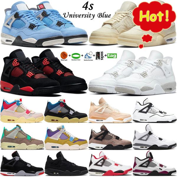 

2022 jumpman 4 og 4s university blue sail mens basketball shoes red thunder white oreo desert moss taupe haze cool grey men sports women, Black