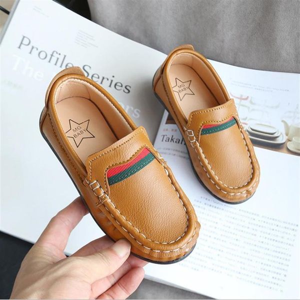 

children shoes pu leather casual styles boys girls shoes soft comfortable loafers slip on kids shoes size 26-35305b, Black;red