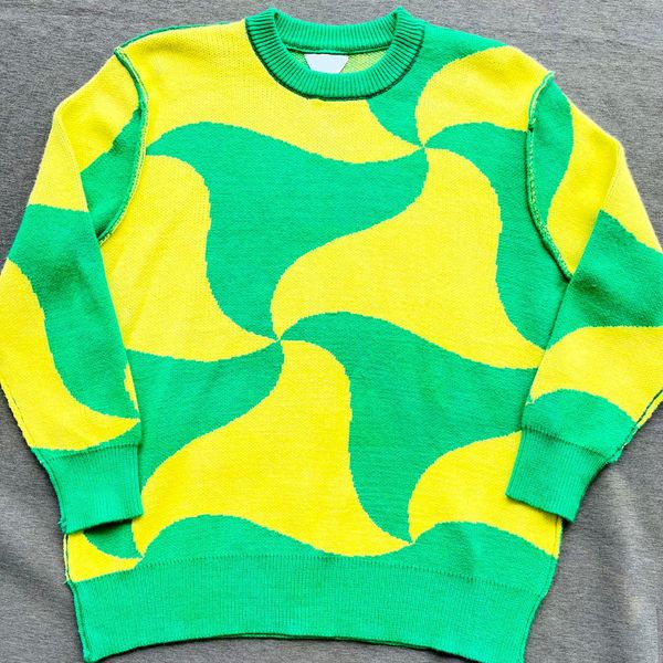 

new aop jacquard letter knitted sweater in autumn / winter 2022acquard knitting machine e custom jnlarged detail crew neck cotton cg4344r, Black