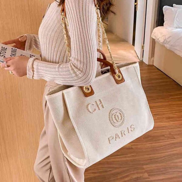 

luxury classic women's handbags pearl evening bags brand ch canvas beach bag designers female large capacity shopping totes handbag big