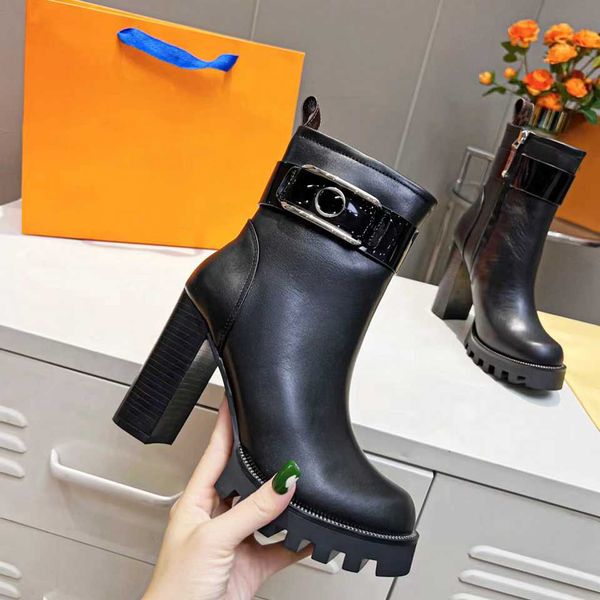 

winter designer boots leather louiseity booties women fashion luxury viutonity heel boot fwx, Black
