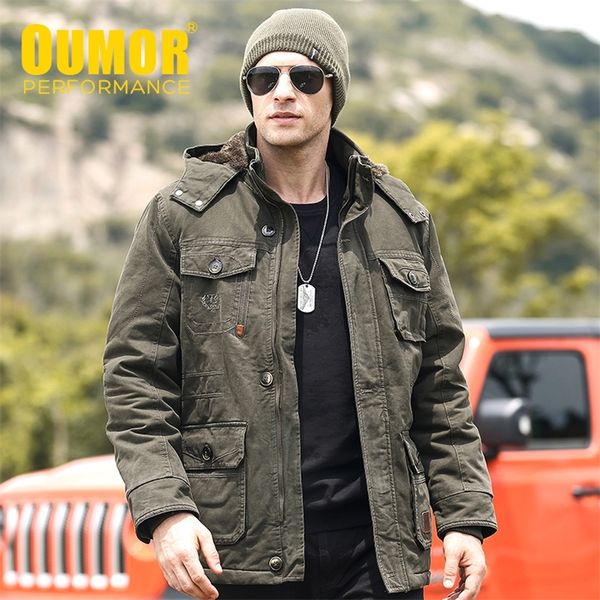 

8xl oumor men winter long casual military army warm jacket parkas coat men autumn cotton thick fleece pockets cargo parkas men 220822, Black