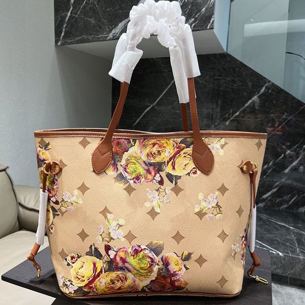 

print totes bag pillow bag large capacity shopping purse lady handbag fashion embossed color letters flower cowhide handle pouch women tote