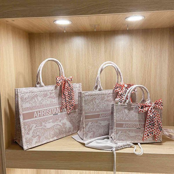 

70% off factory clearance new fashion home letter bag canvas tote bag embroidery hand-held flower large capacity commuting bag for women
