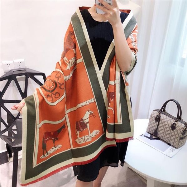 

luxury-scarfs shawls brand famous designer letter pattern womens gift scarves high qualtiy cashmere thick wraps size180x70cm rd-77262v, Blue;gray