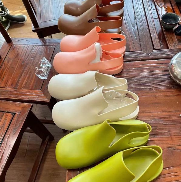 

designers rubber puddle clog sandals smooth matte women slippers supportive slingback strap loafers slip on mules pool slides branded jelly, Black
