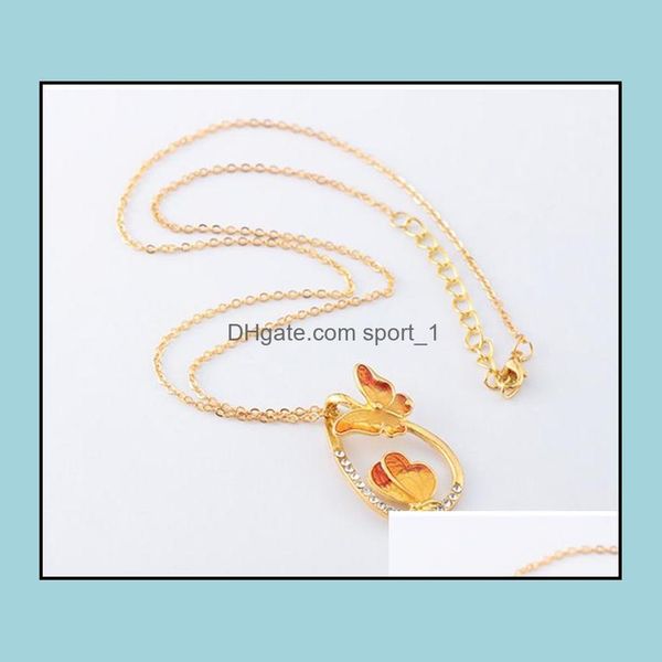 

pendant necklaces water drop painting necklace 2 butterfly long chain fashion novel jewelry zircon delivery 2021 pendants sport1 dh8xk, Silver
