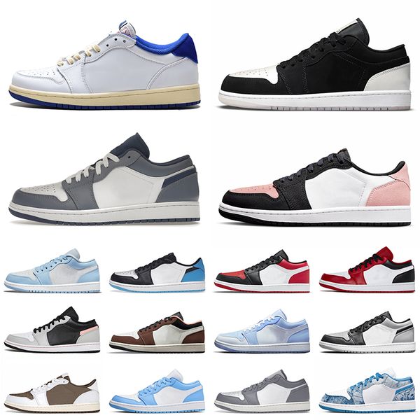 

professional 1 casual shoes jumpman 1s low cut men women shadow toe diamond ashen slate trainers bleached coral bulls basketball shoe beaded, Black