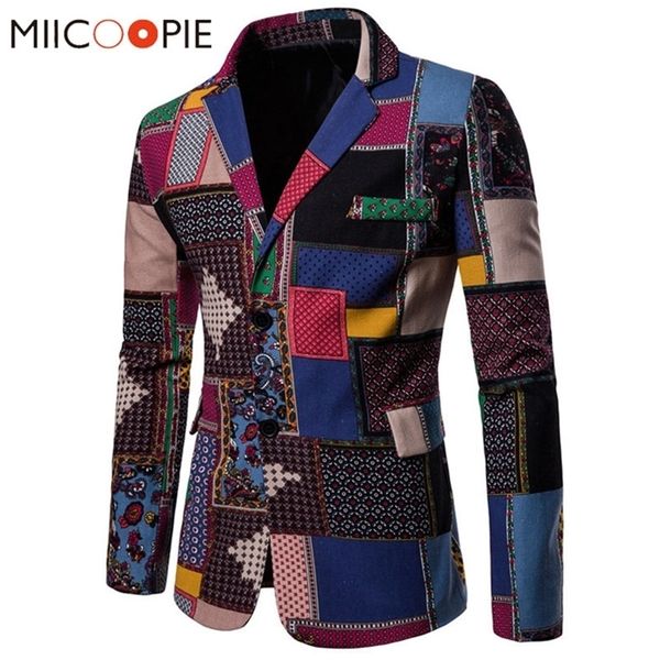 

autumn men blazers suits linen cotton causal flower suit smart slim fit plaid dress mens blazer masculino jacket coat 4xl 220822, White;black