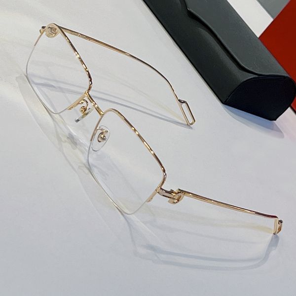

eyeglasses gold metal half frame clear lens glasses gold frames for men, Black