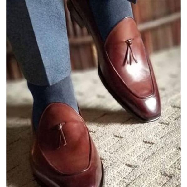 

British Loafer Men Shoes Solid Color PU Pointed Retro Tassel Simple Classic Shoes, Clear