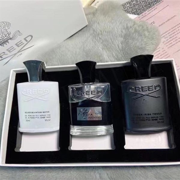 

creed perfume 3 pcs sets aventus tweed silver mountain water fragrance long lasting time cologne 30ml 3pcs in 1 box 251m