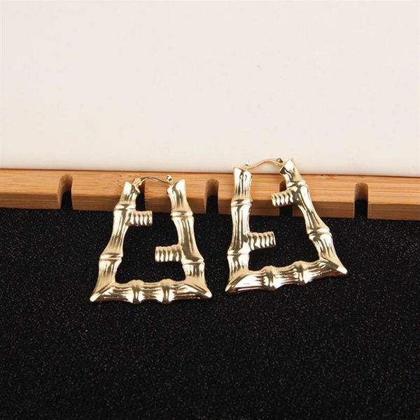 

2020 new star exaggerated earrings positive and negative double letter tide take large ear ring bamboo shape fast delivery261y, Golden;silver
