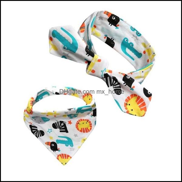 

1set/2pcs baby infant triangle bandana cartoon bib burp cloths pur mxhome dh4no