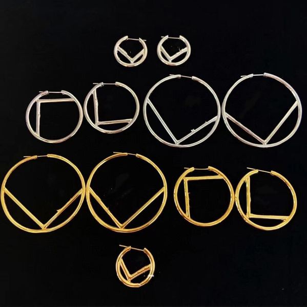 

european and american multi-size letters dangle & chandelier temperament circle personality brass earrings women fast delivery, Silver