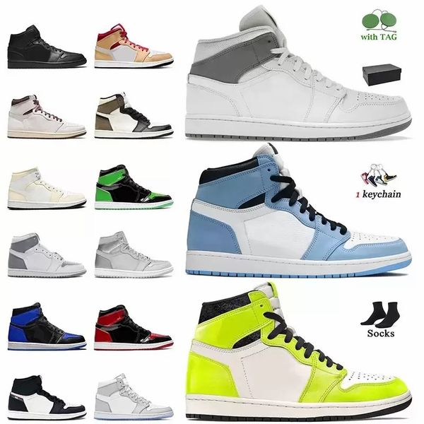 

jumpman 1 mens women basketball shoes paris white university visionaire high sneakers, Black