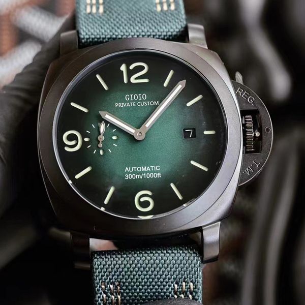 

mens mechanical automatic watch blue green canvas leather black, Slivery;brown
