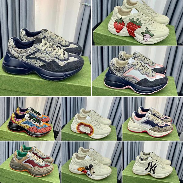 

wholesale platform casual shoe designer shoes rhyton sneakers beige men women trainers vintage luxury chaussures outdoor ladies shoe designe, Black