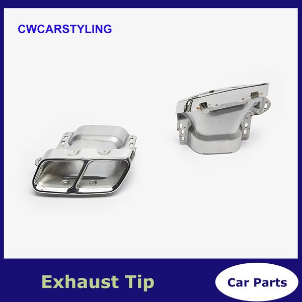 

2pcs quad stainless steel exhaust muffler tips for mercedes amg a45 w176 cla45 c117 car accessories