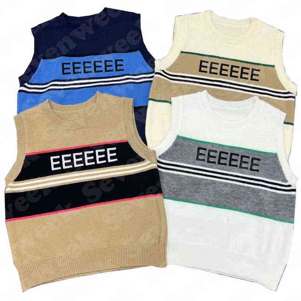 

striped letter womens knitted t shirts designers sleeveless knits vest fashion summer tanks for female, White