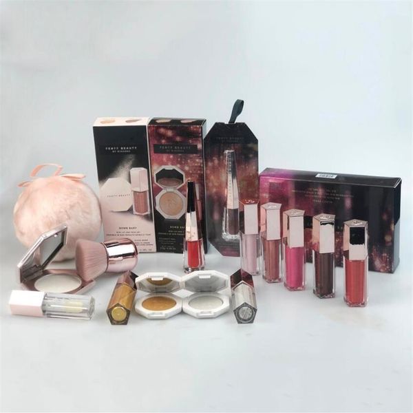 

professional makeup set whole mixed makeuplots lipgloss kit hilighter palette powder puffs and make up brush christmas gift296r