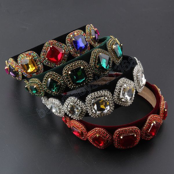 

fashion flannel inlaid colorful rhinestone headband ladies hair accessories women headwear, Slivery;white