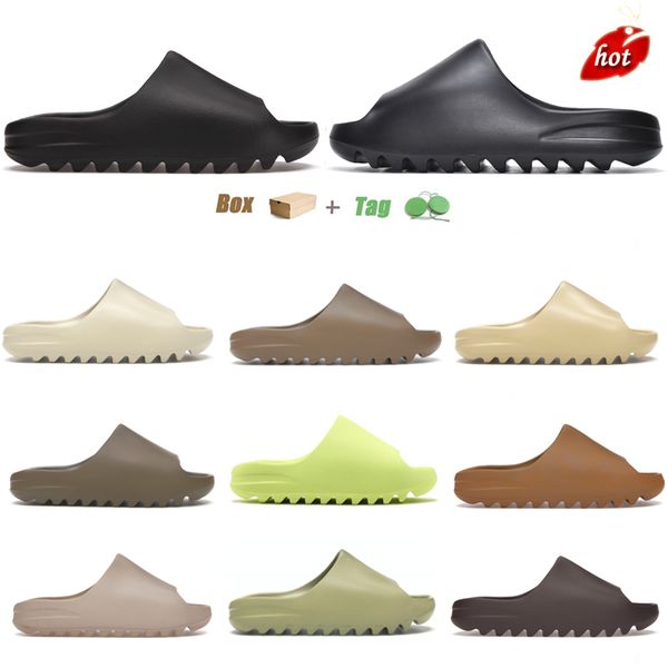 

2023 men women runner slippers onyx ochre bone pure resin core foam sandals sand mineral blue stone sage vermi, Black