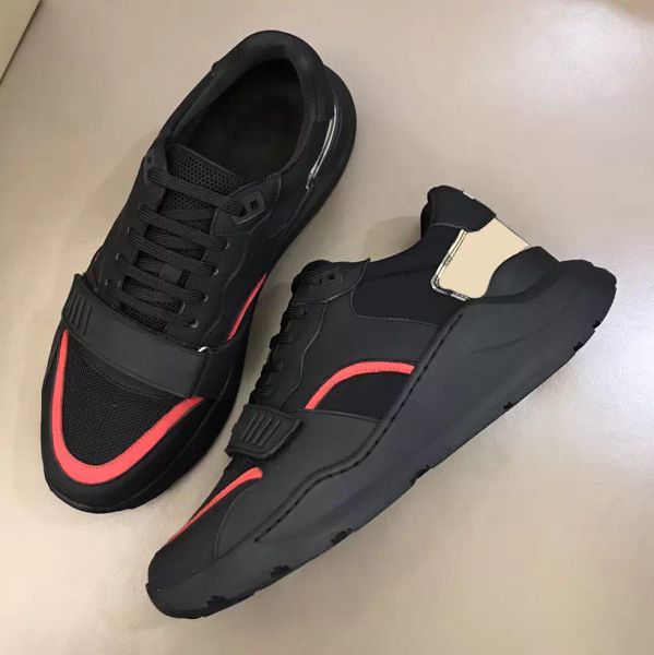 

luxury brand high-quality men's shoes leather color matching thick bottom fashion casual sports small white shoelace, Black