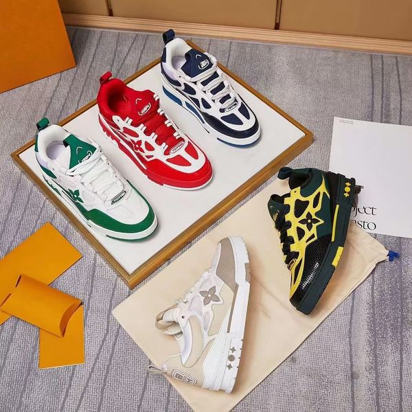 

1854 sneakers us12 designer mens luxury casual shoes embossed leather curb sneakers classic calfskin stripe stretch cotton low rubber platfo, Black