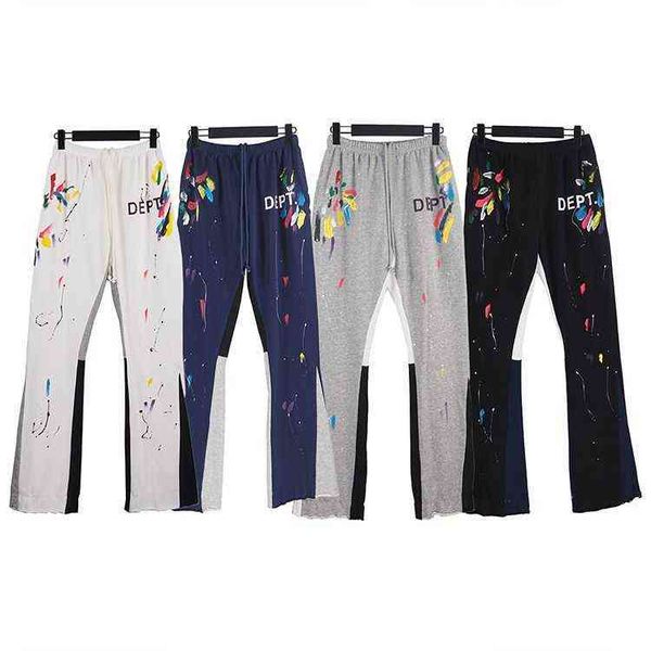 

pants gallerydept hand-painted speckled drawstring casual trend pants, Black