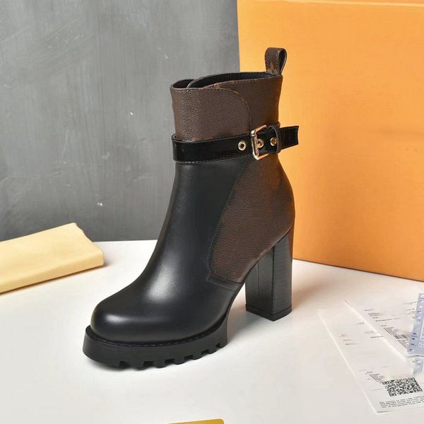 

winter designer boots leather louiseity booties women fashion luxury viutonity heel boot hde, Black