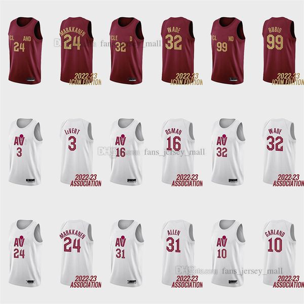 

printed 2022-23 statement basketball jerseys kevin 0 love caris 3 levert lauri 24 markkanen cedi 16 osman evan 4 mobley 10 darius garland 2, Black;red