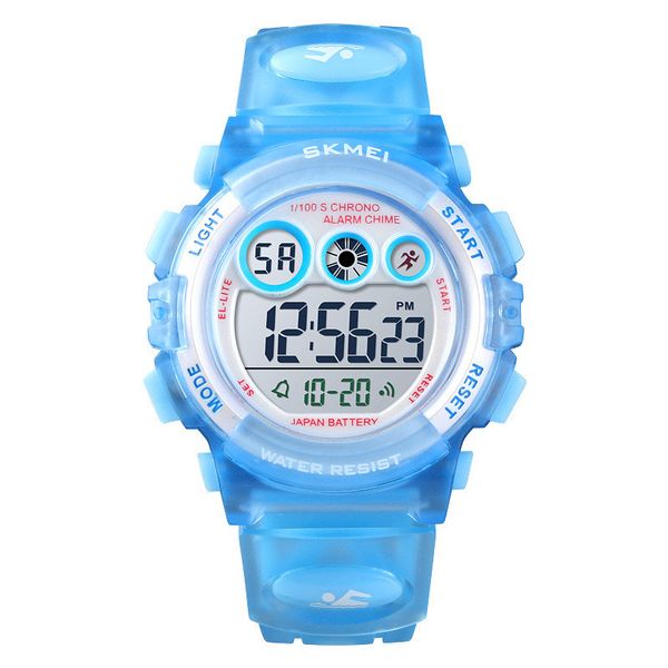 

multifunctional waterproof children's watch colorful led luminous transparent student electronic watch, Slivery;brown