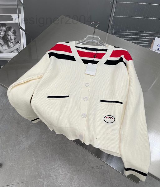 

women's sweaters designer early autumn new style double g letter embroidery contrast color simple college girl knitted coat cardigan wo, White;black