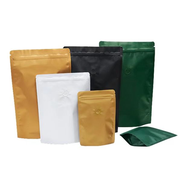 

matt color resealable zip mylar bag food storage aluminum foil coffee bags with valve plastic smell proof pouch in stock