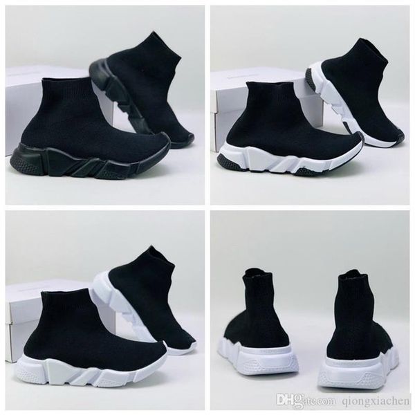 

2020 kid ace luxury designer kids sock shoe speed trainer black red triple black socks boy girl children sneakers trainers running286d