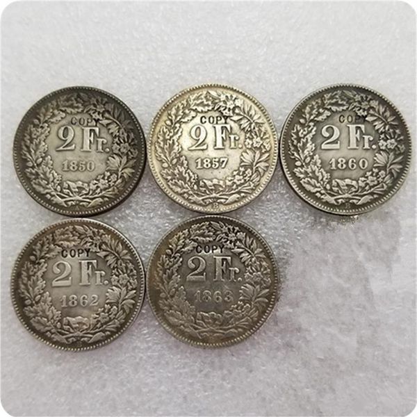 

1850a 1857b 1860b 1862b 1863b switzerland 2 francs coins copy239n