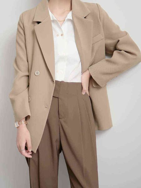 

casual elegant women blazer double breasted autumn et 2022 office ladies suits jacket fashion clothing j220813, White;black