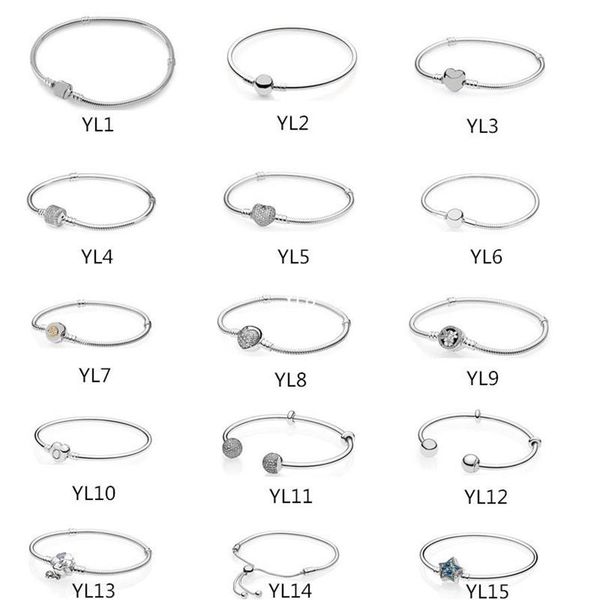 

authentic s925 sterling silver heart charms bracelet 6 3 inch 16cm fit pandora european beads jewelry bangle real silver bracelet 258i, Golden;silver