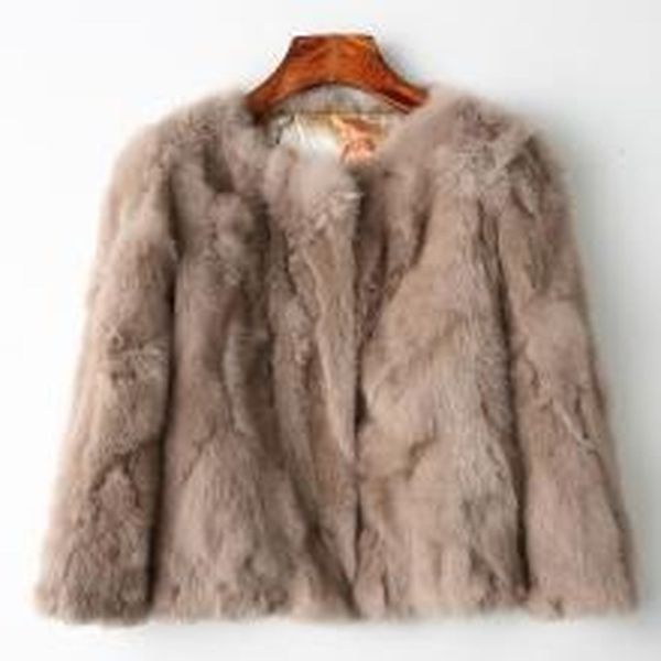 

real rabbit fur coat women's short korean style slim fur/jacket coat xxxl size coat women coats and jackets winter 220822, Black