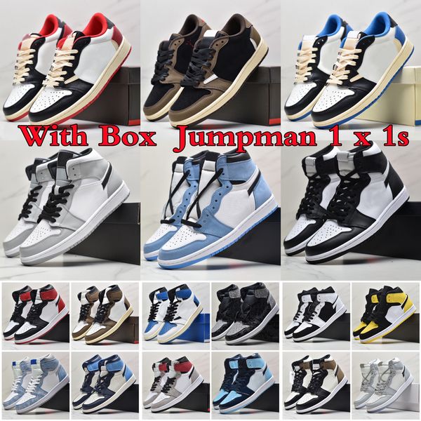

with box mens 1 high og basketball shoes air jorden 1s university blue silver royal toe black metallic gold mid smoke grey unc patent men