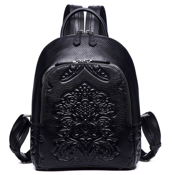 

genuine leather fashion bags manual 3d embossing handbag backpack style