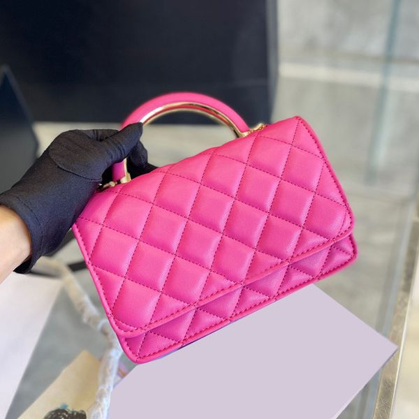 

womens classic flap wallet with chain bags ghw co handle totes card holder fuchsia purse 20c, Red;black