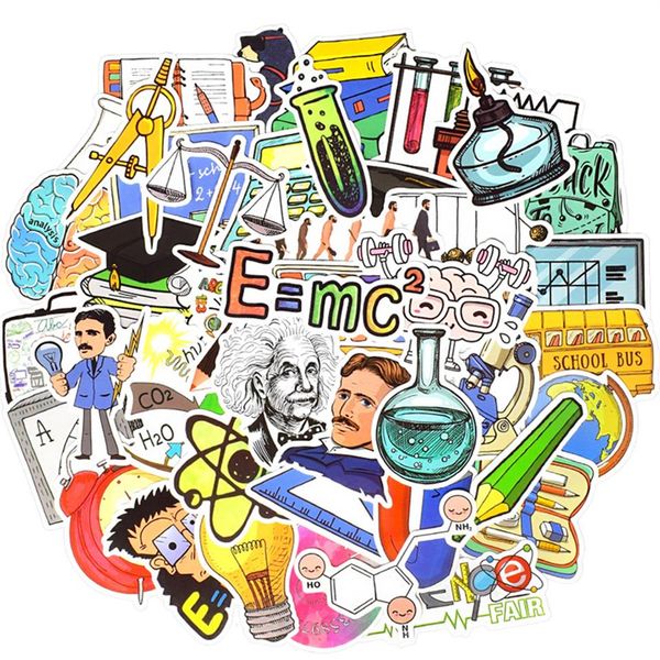 

50 pcs waterproof vinyl science experiment stickers pack for lapwater bottle scrapbook folders luggage school supplies party f254k