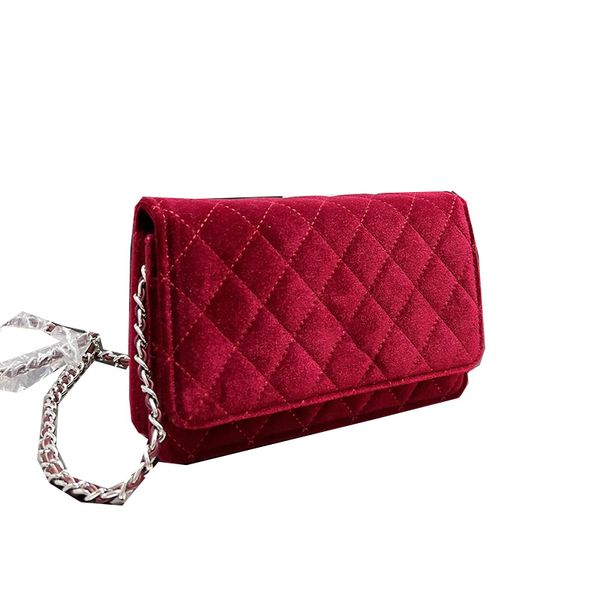 

womens classic cc quilted flap velour wallet bags with gold card holder multi pochette handbags luxury designer outdoor with crossbody shoul, Red;black