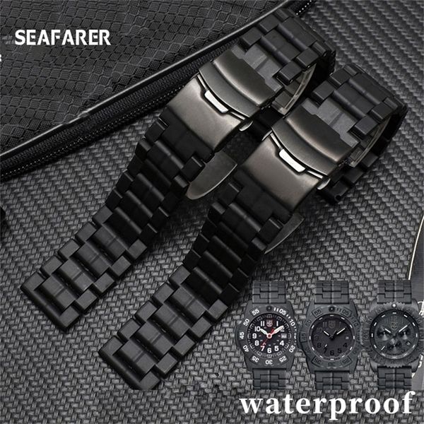 

23mm plastic fiber strap waterproof strap for luminox men's military watch 3051 3160 3080 6402 sports waterproof strap 220819, Black;brown
